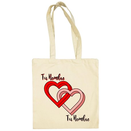 Bolsa de tela corazones unidos relación de amor casados personalizable con nombre
