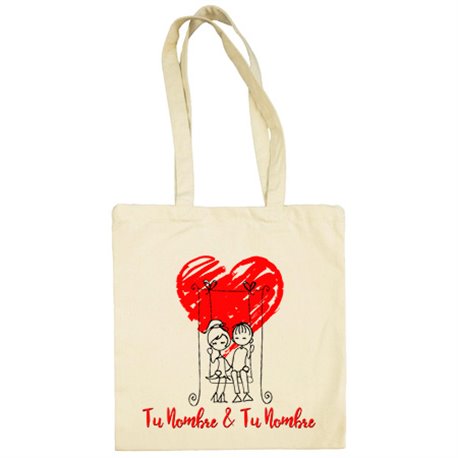 Bolsa de tela enamorados en culumpio personalizable con nombre