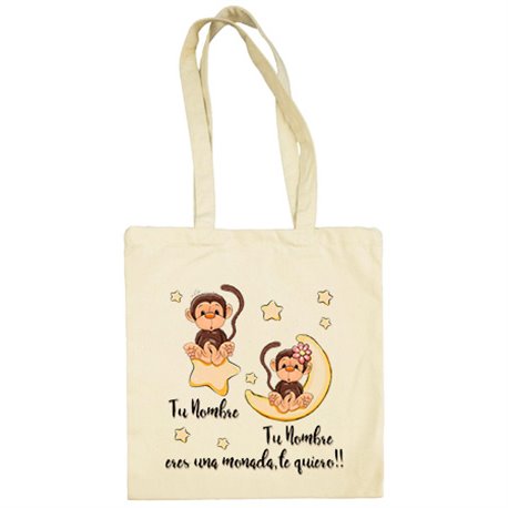 Bolsa de tela eres una monada te quiero personalizable con nombre