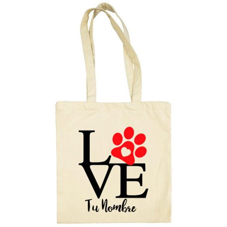 Bolsa de tela Love amor perro animales personalizable con nombre