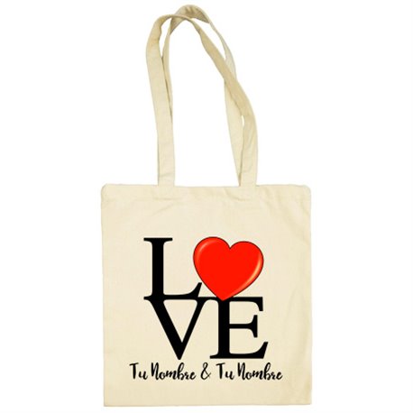 Bolsa de tela Love personalizable con nombre pareja