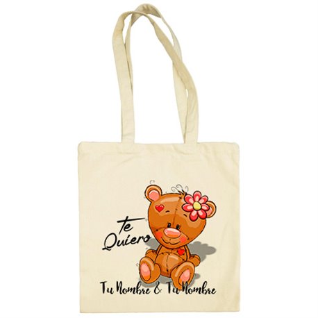 Bolsa de tela osito te quiero personalizable con nombre