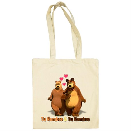 Bolsa de tela San Valentín pareja de ositos personalizable con nombre