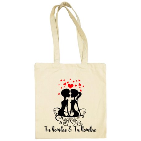 Bolsa de tela sombra enamorados amor personalizable con nombre