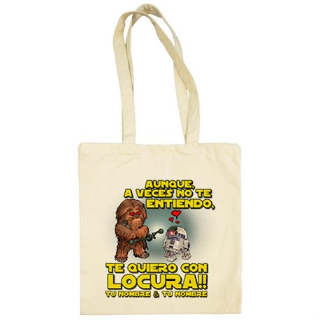 Bolsa de tela Star Wars te quiero con locura personalizable con nombre