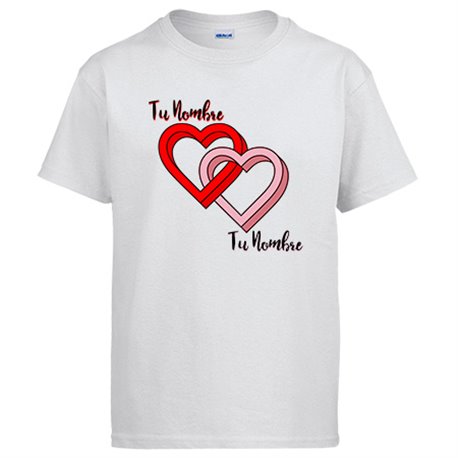 Camiseta corazones unidos relación de amor casados personalizable con nombre