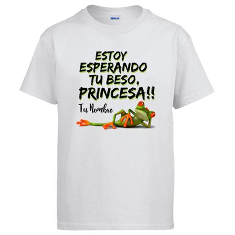 Camiseta estoy esperando tu beso princesa personalizable con nombre