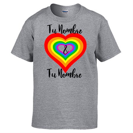 Camiseta Love corazón LGTB personalizable con nombre