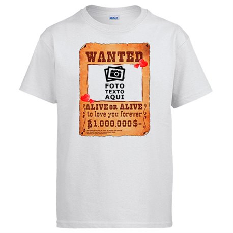 Camiseta personalizada con foto Love Wanted el más buscado