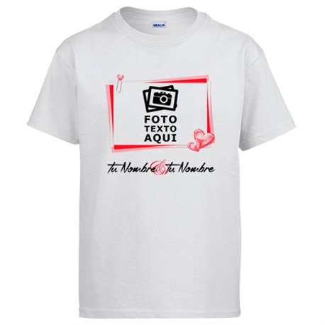 Camiseta personalizada con foto y nombres San Valentín