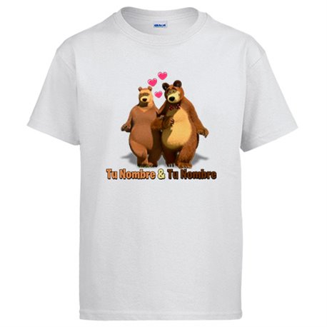 Camiseta San Valentín pareja de ositos personalizable con nombre