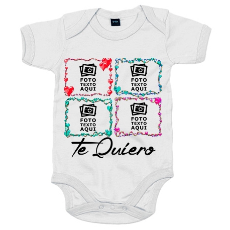 Body bebé personalizada con foto cuatro marcos te quiero