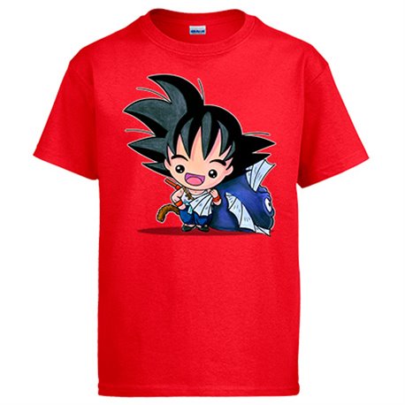 Camiseta Chibi Kawaii Goku con Pez parodia de las bolas de dragón