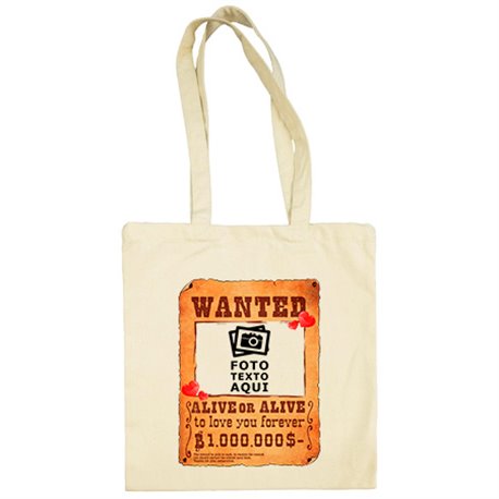 Bolsa de tela personalizada con foto Love Wanted el más buscado