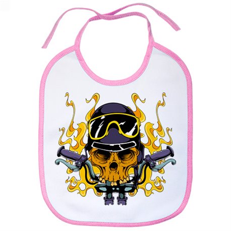 Babero motero Calavera En Llamas