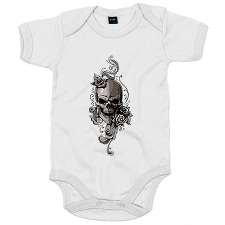 Body bebé motero Calavera And Roses