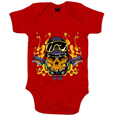 Body bebé motero Calavera En Llamas