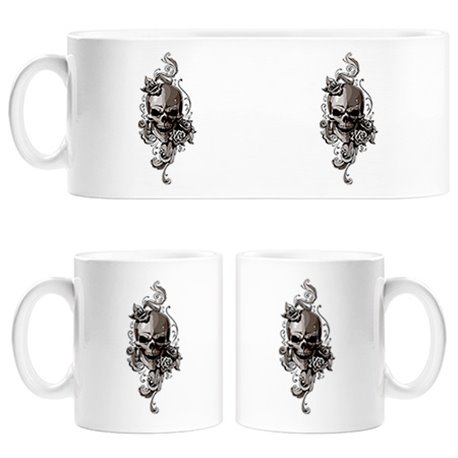 Taza motero Calavera And Roses