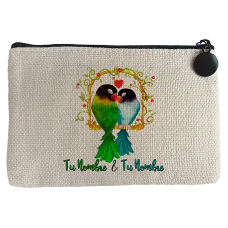 Monedero agapornis pájaros del amor personalizable con nombre