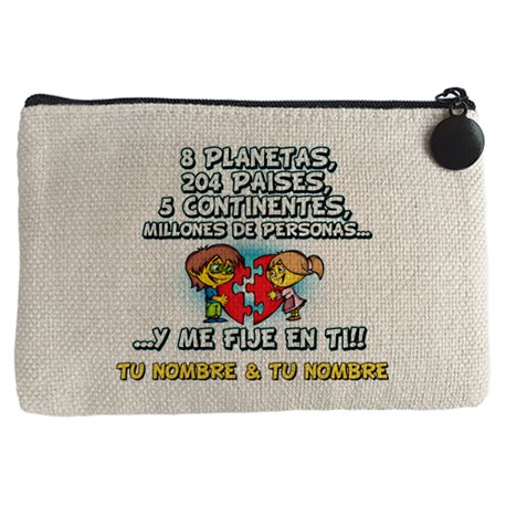 Monedero frase San Valentín me fijé en ti personalizable con nombre