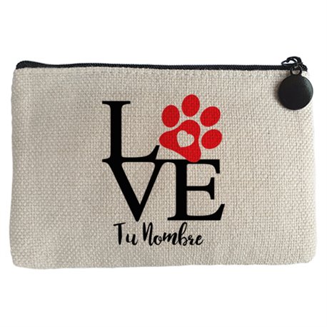 Monedero Love amor perro animales personalizable con nombre