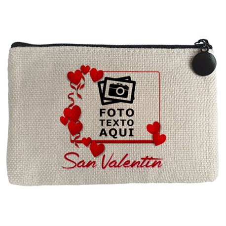 Monedero personalizada con foto marco corazones San Valentín