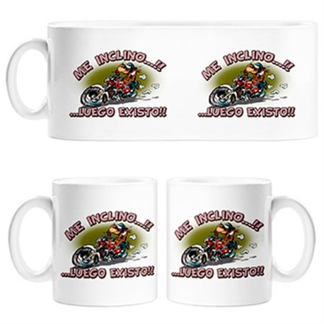 Taza para moteros me inclino luego existo