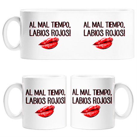 Taza Al mal tiempo labios rojos