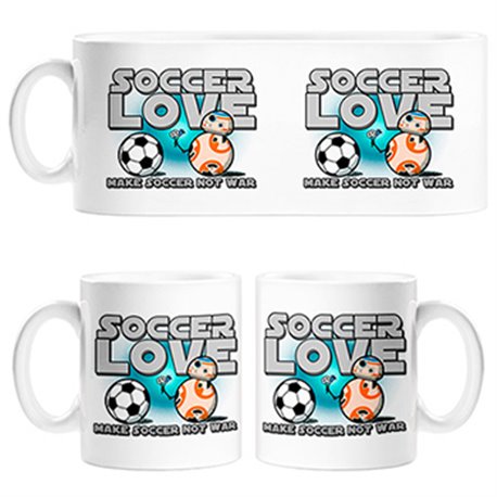 Taza Soccer Love Make Soccer Not War para futbolero enamorado amor