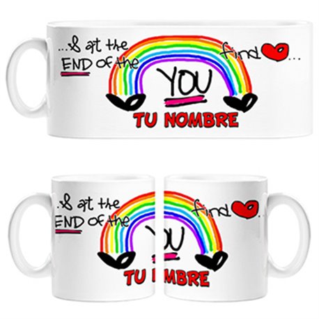 Taza arcoíris LGTB personalizable con nombre