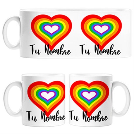 Taza LGTB corazón personalizable con nombre