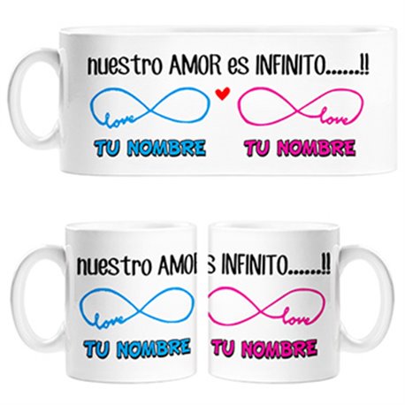 Taza nuestro amor es infinito personalizable con nombre