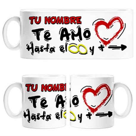 Taza te amo hasta el infinito y más allá personalizable con nombre