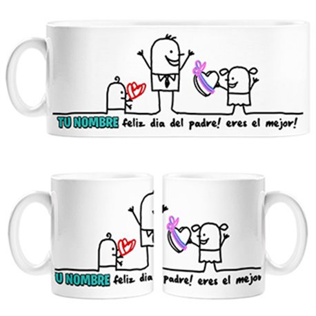 Taza feliz dia del padre eres el mejor papá dos hijos personalizable con nombre