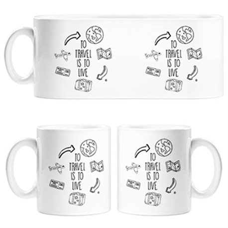 Taza frase viajeros viajes To Travel Is To Live