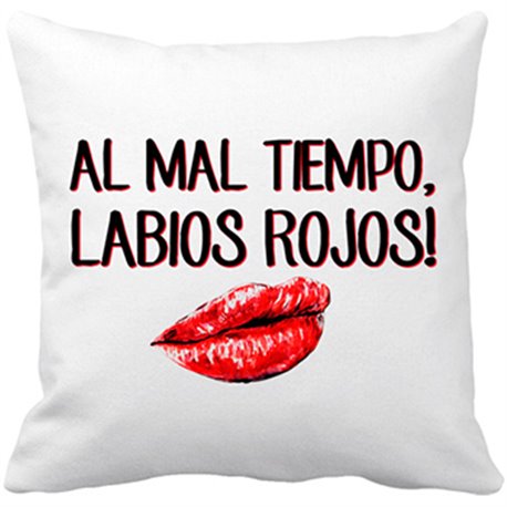 Cojín con relleno Al mal tiempo labios rojos