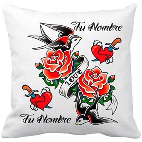 Cojín con relleno amor molón rockero cañero personalizable con nombre