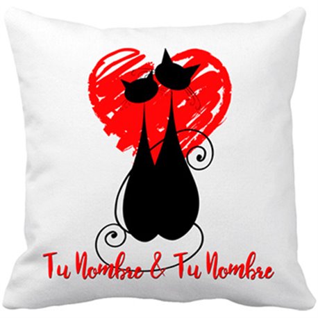 Cojín con relleno Amore amor sombra gatos personalizable con nombre