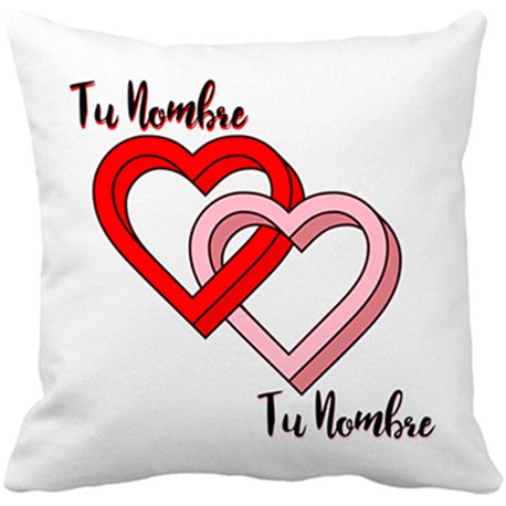 Cojín con relleno corazones unidos relación de amor casados personalizable con nombre