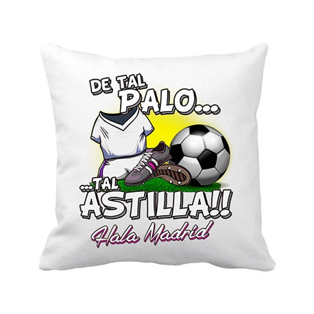 Cojín con relleno de tal palo tal astilla de Madrid para aficionado al fútbol
