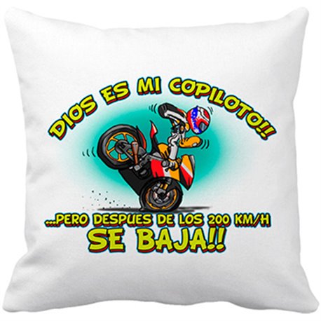 Cojín con relleno Dios es mi copiloto pero despues de los 200 km hora se baja