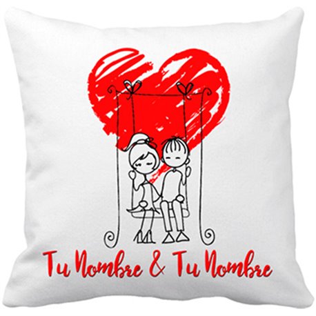 Cojín con relleno enamorados en culumpio personalizable con nombre