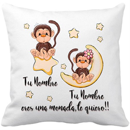 Cojín con relleno eres una monada te quiero personalizable con nombre