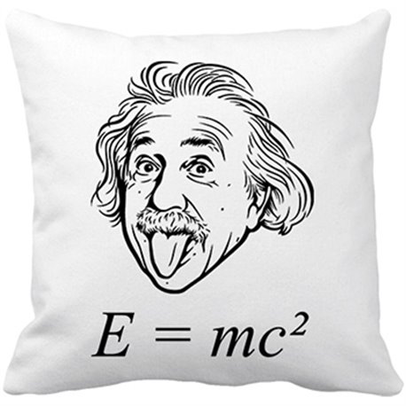 Cojín con relleno fórmula Albert Einstein E igual a MC al cuadrado
