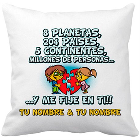 Cojín con relleno frase San Valentín me fijé en ti personalizable con nombre