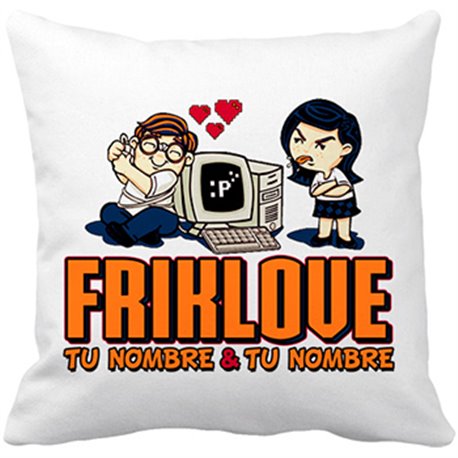 Cojín con relleno Friki Love amor friki Geek personalizable con nombre