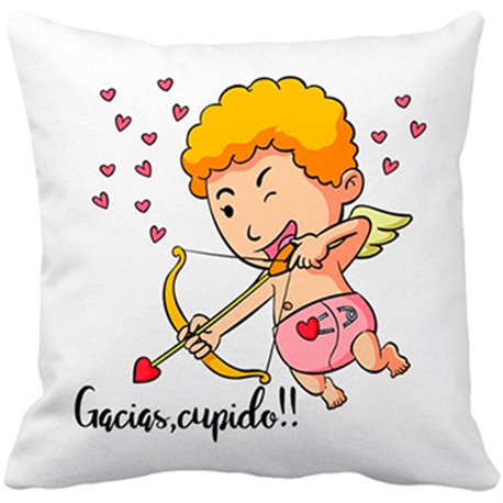 Cojín con relleno gracias Cupido San Valentín día de los enamorados