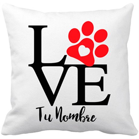 Cojín con relleno Love amor perro animales personalizable con nombre