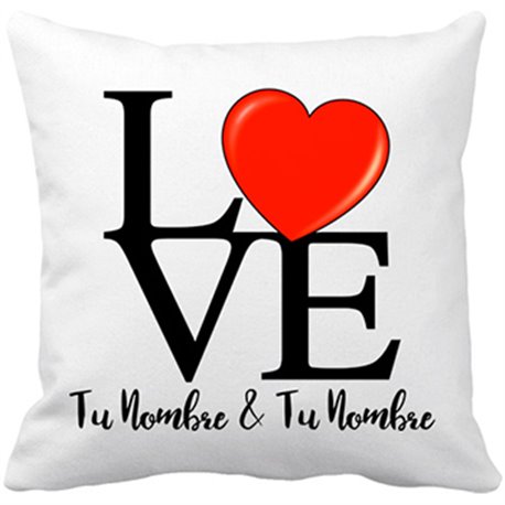 Cojín con relleno Love personalizable con nombre pareja