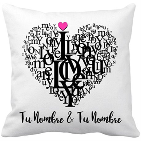 Cojín con relleno Love Style personalizable con nombre